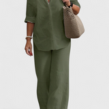 Clara – Conjunto de Dos Piezas en Algodón y Lino para Un Estilo Casual y Confortable