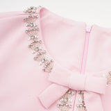 María – Vestido Midi Acampanado con Lazo Brillante para Momentos Especiales