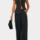 Mariana – Conjunto de Denim Chic con Chaleco Elegante y Jeans de Pierna Ancha