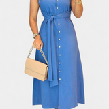 Clara – Vestido Elegante Sin Mangas Con Cinturón Que Resalta Tu Silueta