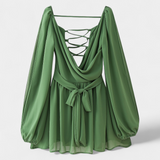 María – Vestido Mini Con Escote En V Y Mangas Ligeras Para Días Soleados