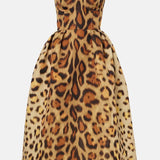 Claudia – Vestido Midi Bustier Leopardo Para Brillar Con Estilo