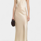 Elena – Vestido Midi Halter con Rosetas para Brillar en Cada Ocasión