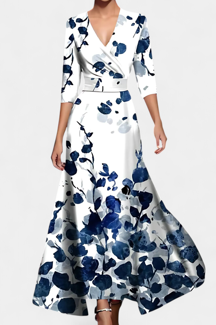 Lidia – Vestido Maxi Envolvente Floral Con Estilo Elegante