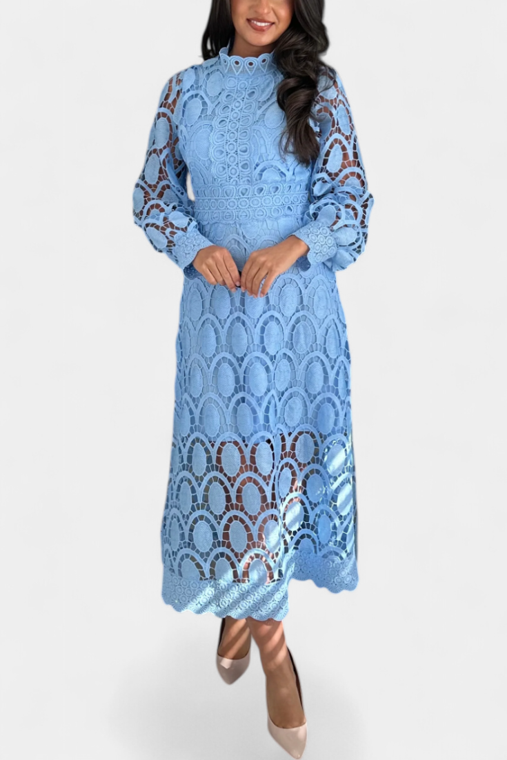 Elena – Vestido Midi de Encaje Con Estilo Elegante y Atemporal