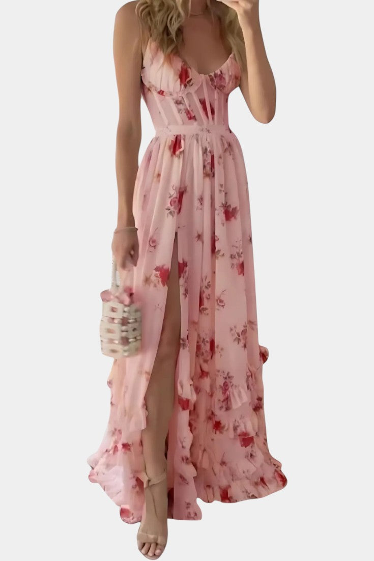 Elena – Vestido Maxi Corsé Floral Con Estilo Elegante y Sofisticado