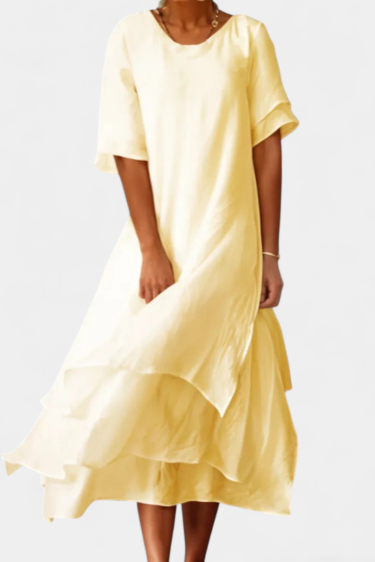 Isabel – Vestido de Algodón en Capas con Estilo Sofisticado