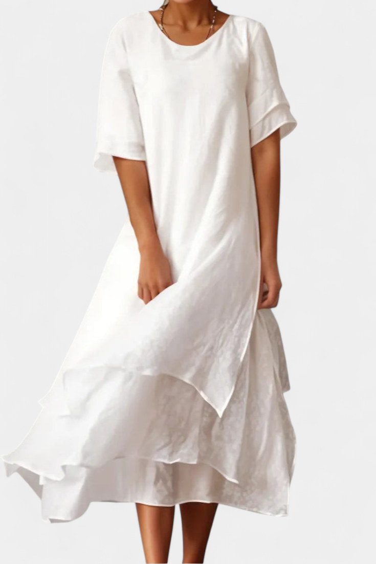 Isabel – Vestido de Algodón en Capas con Estilo Sofisticado