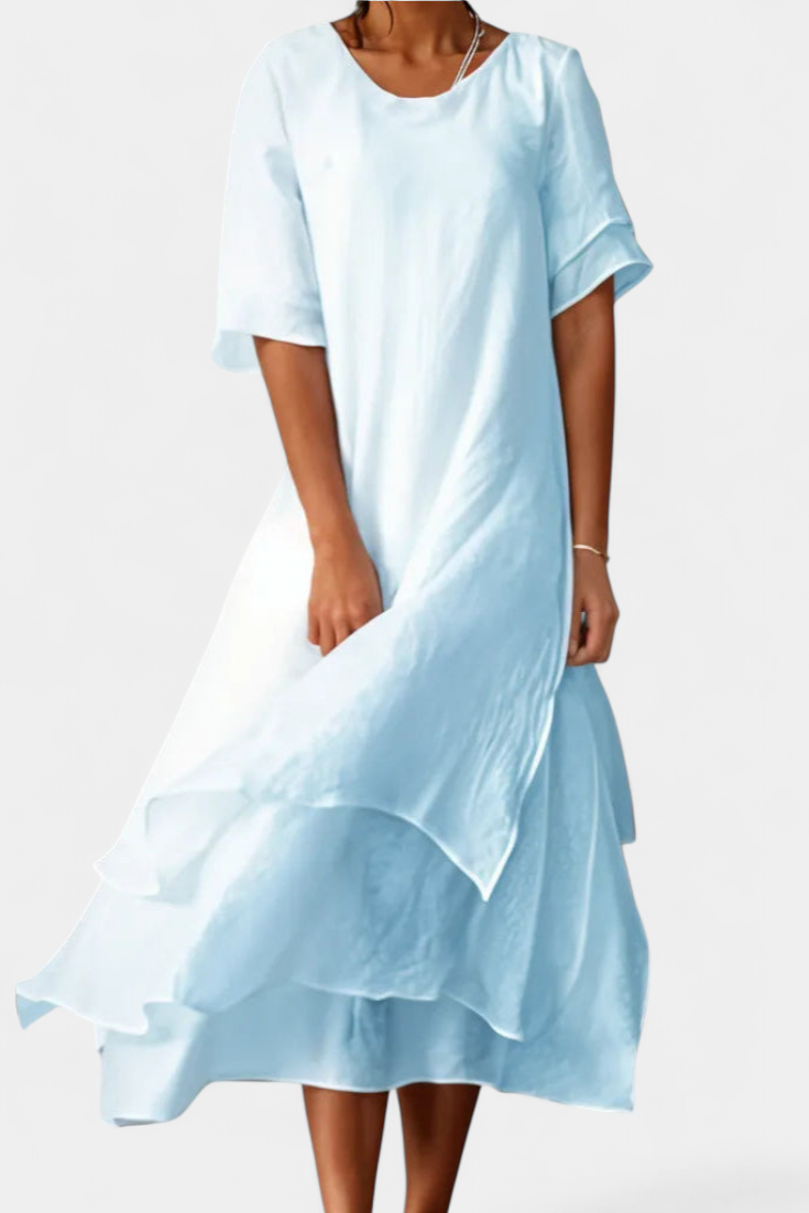 Isabel – Vestido de Algodón en Capas con Estilo Sofisticado