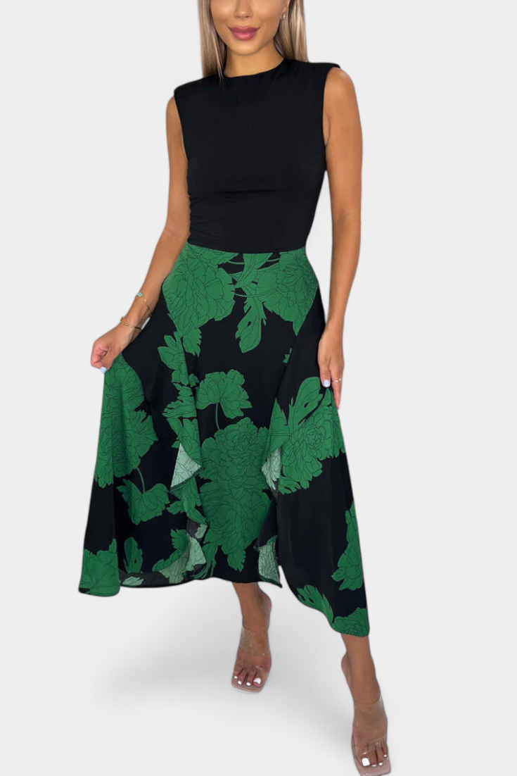 María – Vestido Floral con Abertura para un Look Elegante y Femenino