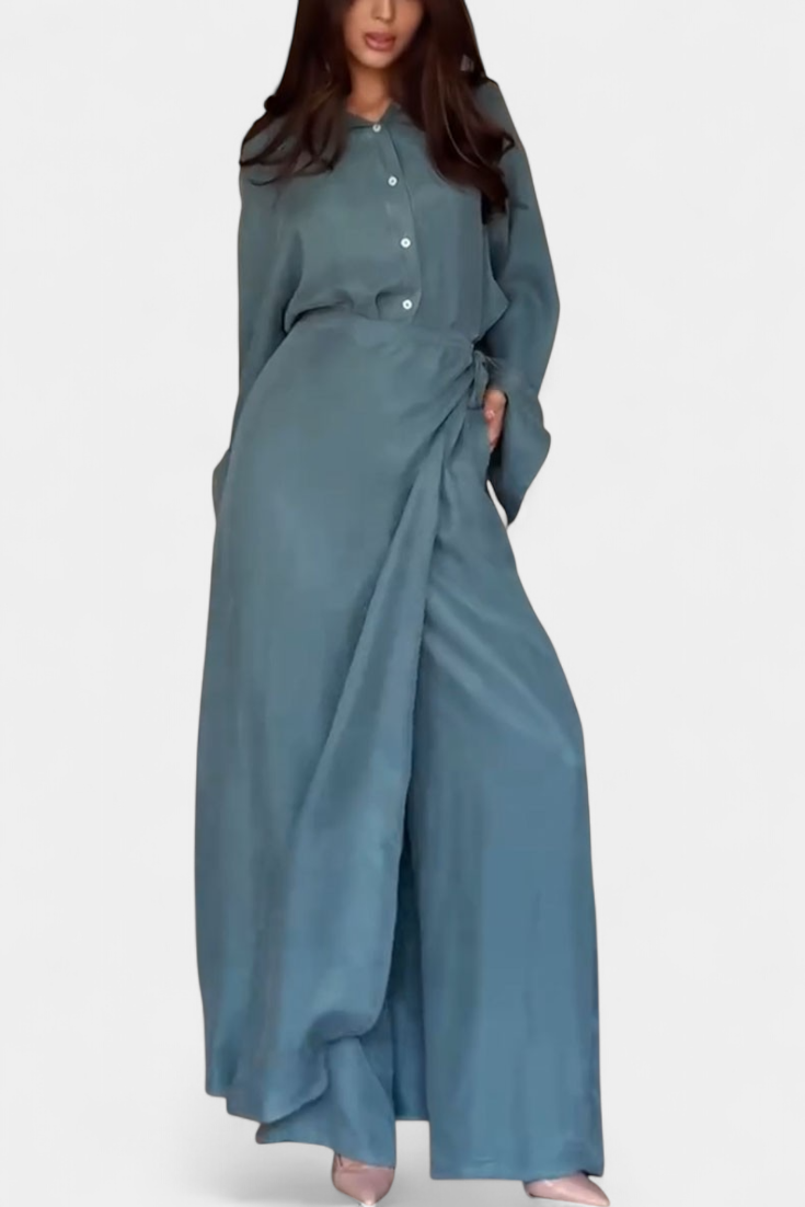 Valentina – Conjunto Casual de Camisa Suelta y Pantalón Falda para un Estilo Fresco y Cómodo
