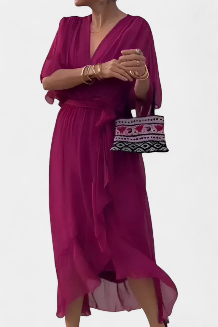 Isabel – Vestido Flowy con Escote en V para un Verano Elegante y Confortable