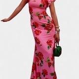 Ariadna – Vestido Qipao con Estampado de Rosas Moderno y Sofisticado