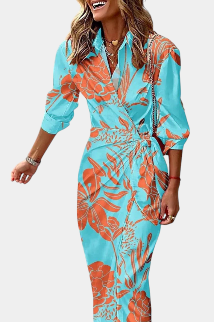 Elena – Vestido Envolvente Impreso Para Tu Estilo Chic y Cómodo