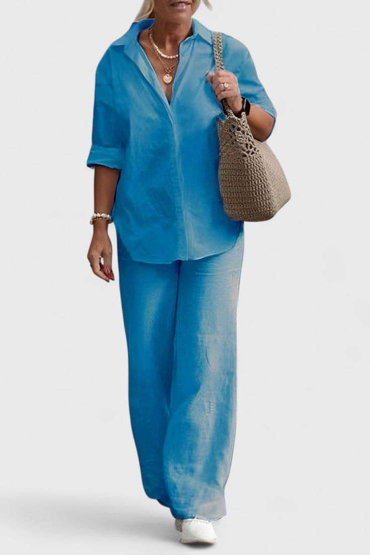 Clara – Conjunto de Dos Piezas en Algodón y Lino para Un Estilo Casual y Confortable