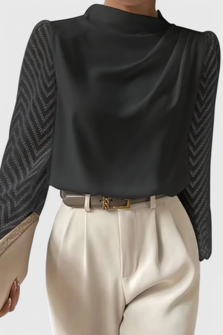 Marisol – Blusa Elegante de Manga Transparente para Brillar con Estilo