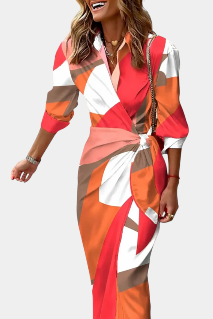 Elena – Vestido Envolvente Impreso Para Tu Estilo Chic y Cómodo