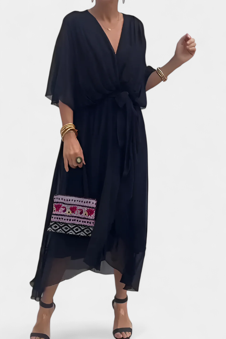 Isabel – Vestido Flowy con Escote en V para un Verano Elegante y Confortable