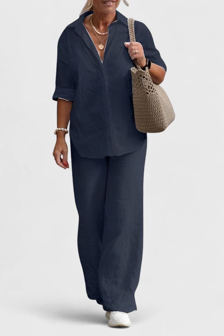 Clara – Conjunto de Dos Piezas en Algodón y Lino para Un Estilo Casual y Confortable