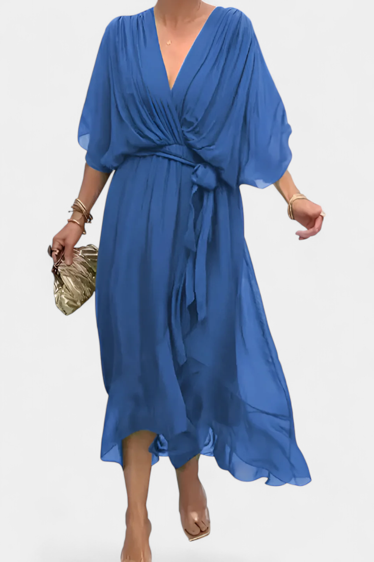 Isabel – Vestido Flowy con Escote en V para un Verano Elegante y Confortable