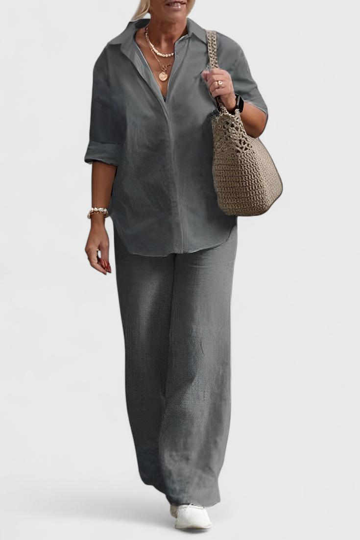 Clara – Conjunto de Dos Piezas en Algodón y Lino para Un Estilo Casual y Confortable