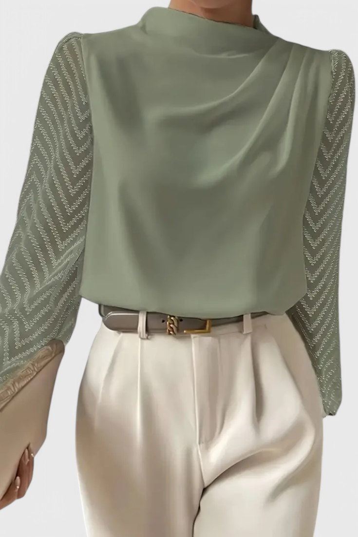 Marisol – Blusa Elegante de Manga Transparente para Brillar con Estilo