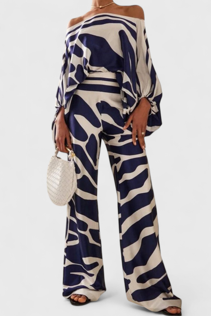 Estela – Conjunto Estampado de Dos Piezas con Estilo Sofisticado