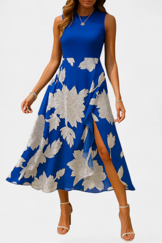 María – Vestido Floral con Abertura para un Look Elegante y Femenino
