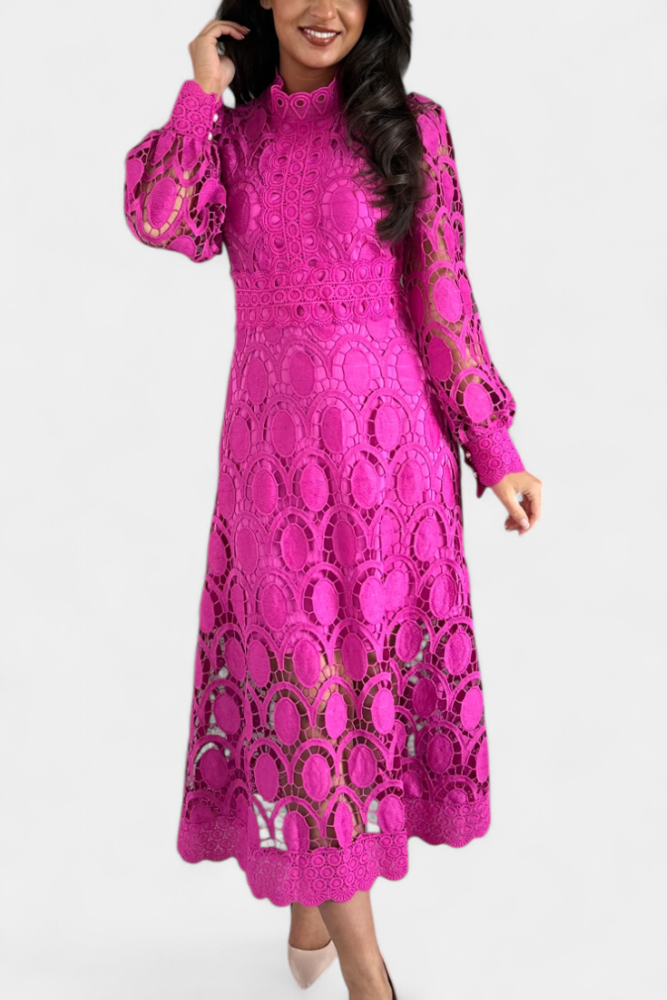 Elena – Vestido Midi de Encaje Con Estilo Elegante y Atemporal