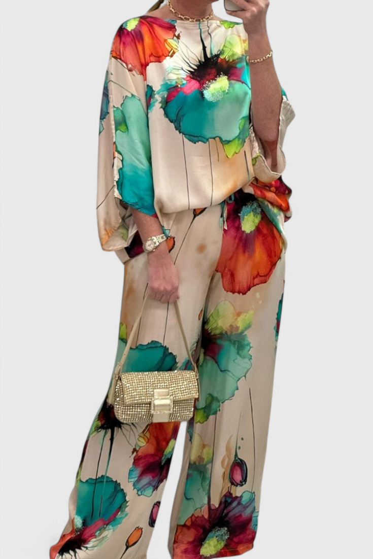 Claudia – Conjunto Floral de Dos Piezas con Estilo Sofisticado y Cómodo