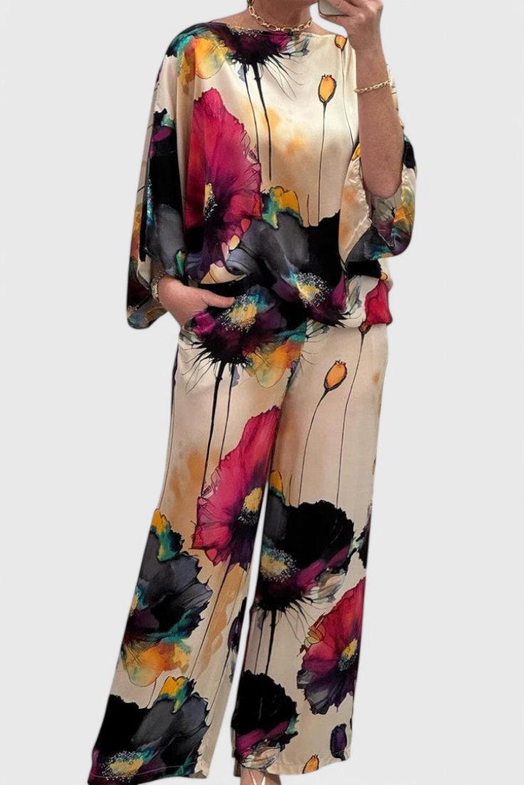 Claudia – Conjunto Floral de Dos Piezas con Estilo Sofisticado y Cómodo