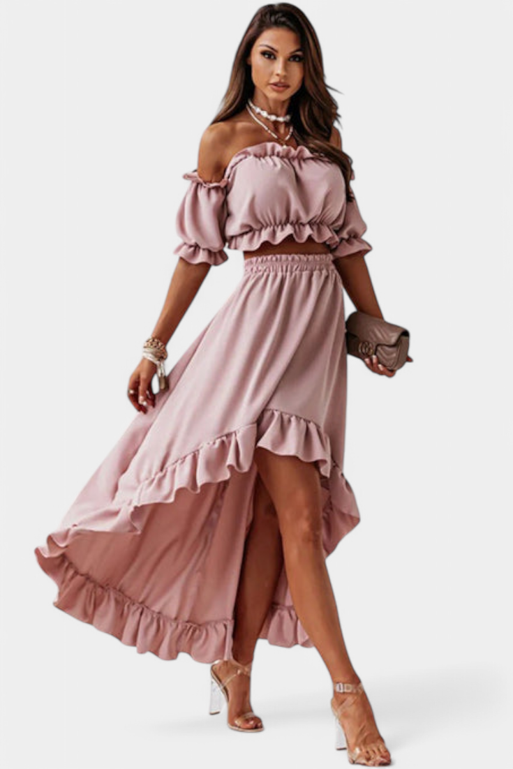 Sofía – Conjunto de Dos Piezas Off-Shoulder para un Estilo Elegante y Fresco