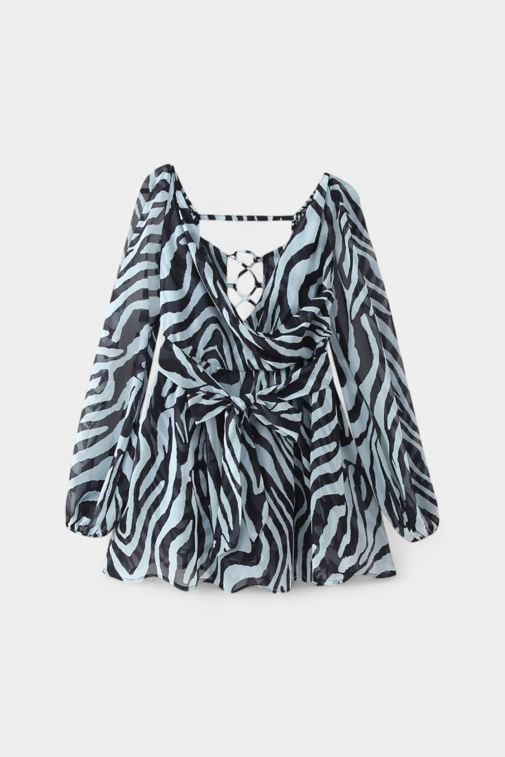 María – Vestido Mini Con Escote En V Y Mangas Ligeras Para Días Soleados