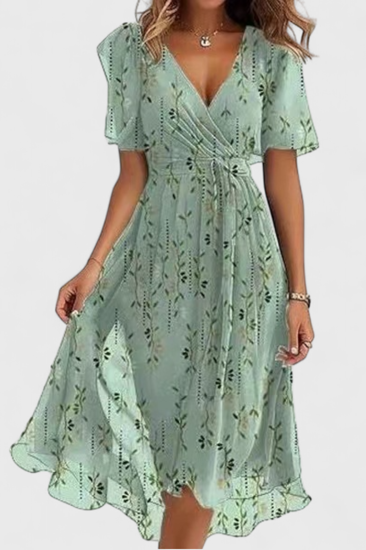 Carina – Vestido Midi con Escote en V para una Elegancia Sin Esfuerzo
