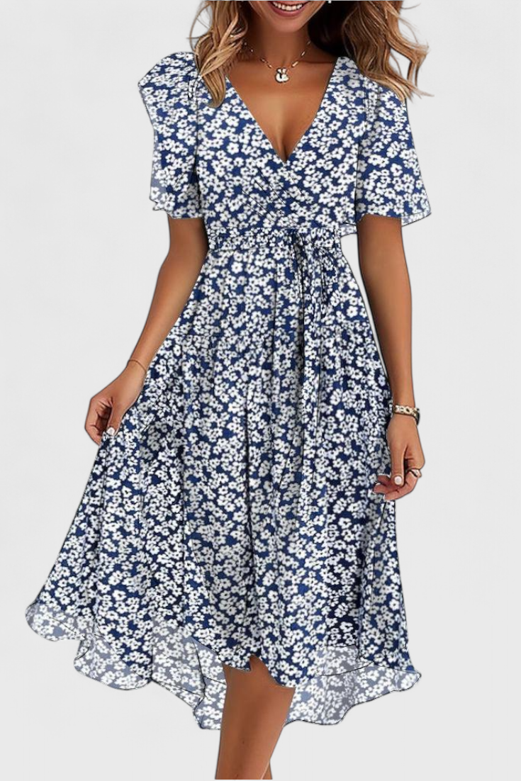 Carina – Vestido Midi con Escote en V para una Elegancia Sin Esfuerzo
