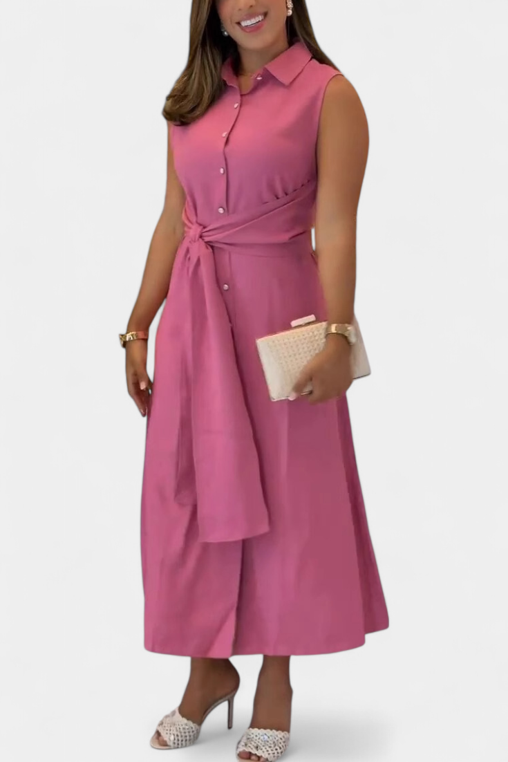 Clara – Vestido Elegante Sin Mangas Con Cinturón Que Resalta Tu Silueta