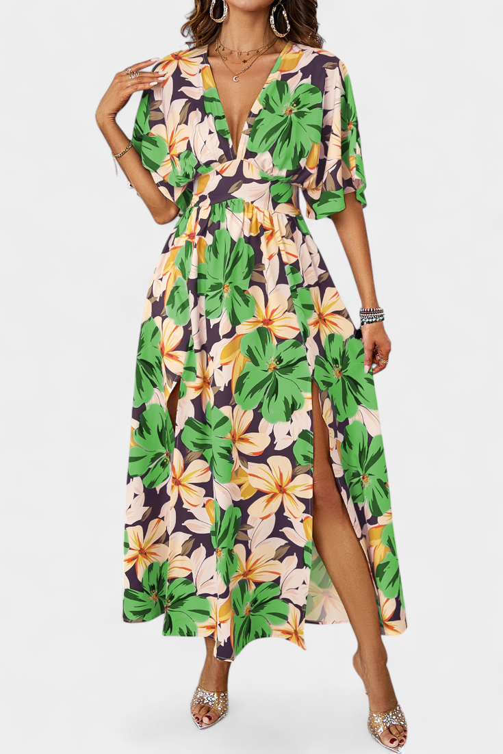 María – Vestido Largo Floral con Estilo Fresco y Elegante