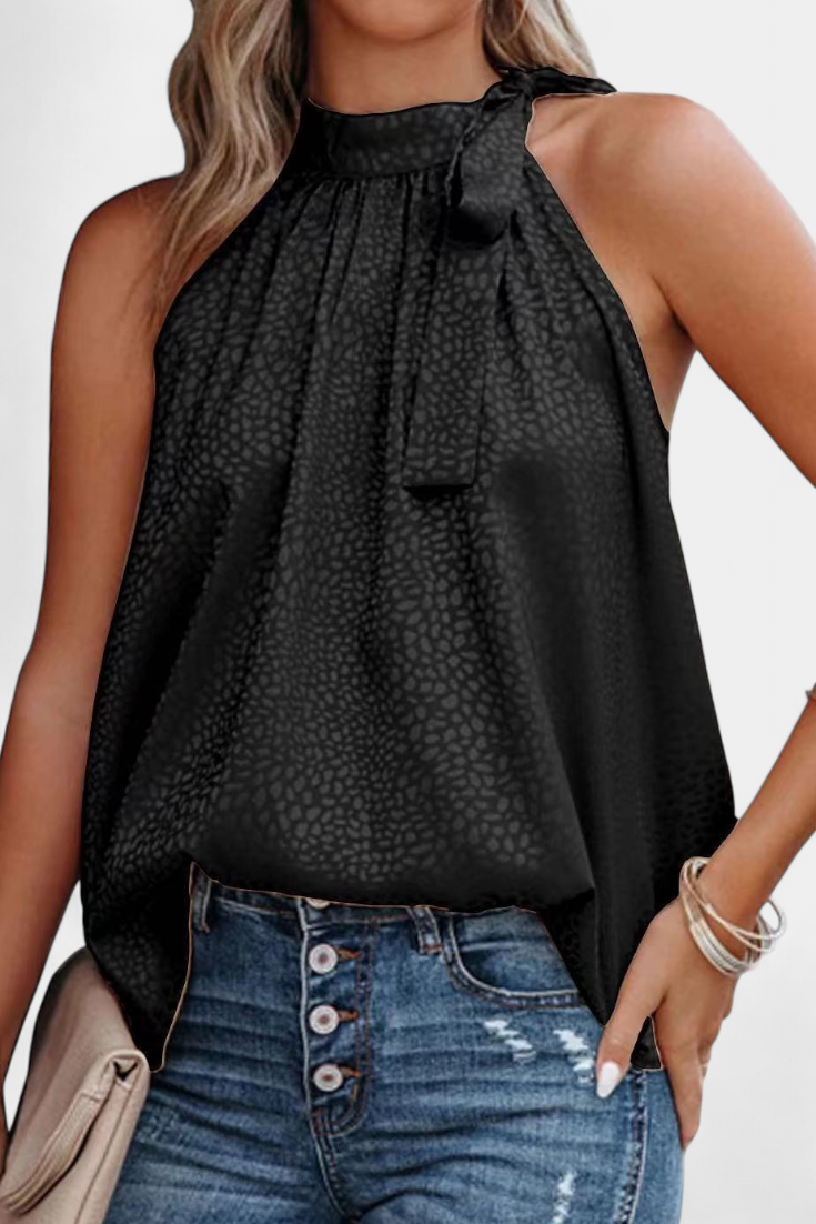 Valentina – Top Elegante Sin Mangas con Estampado de Leopardo