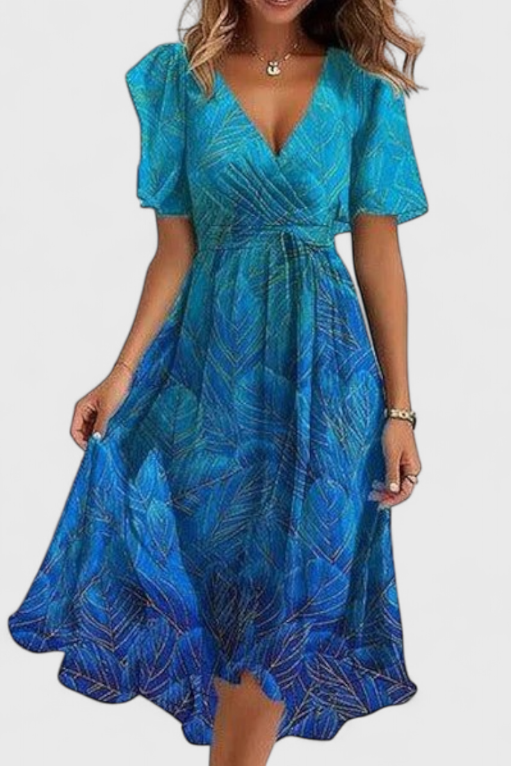 Carina – Vestido Midi con Escote en V para una Elegancia Sin Esfuerzo