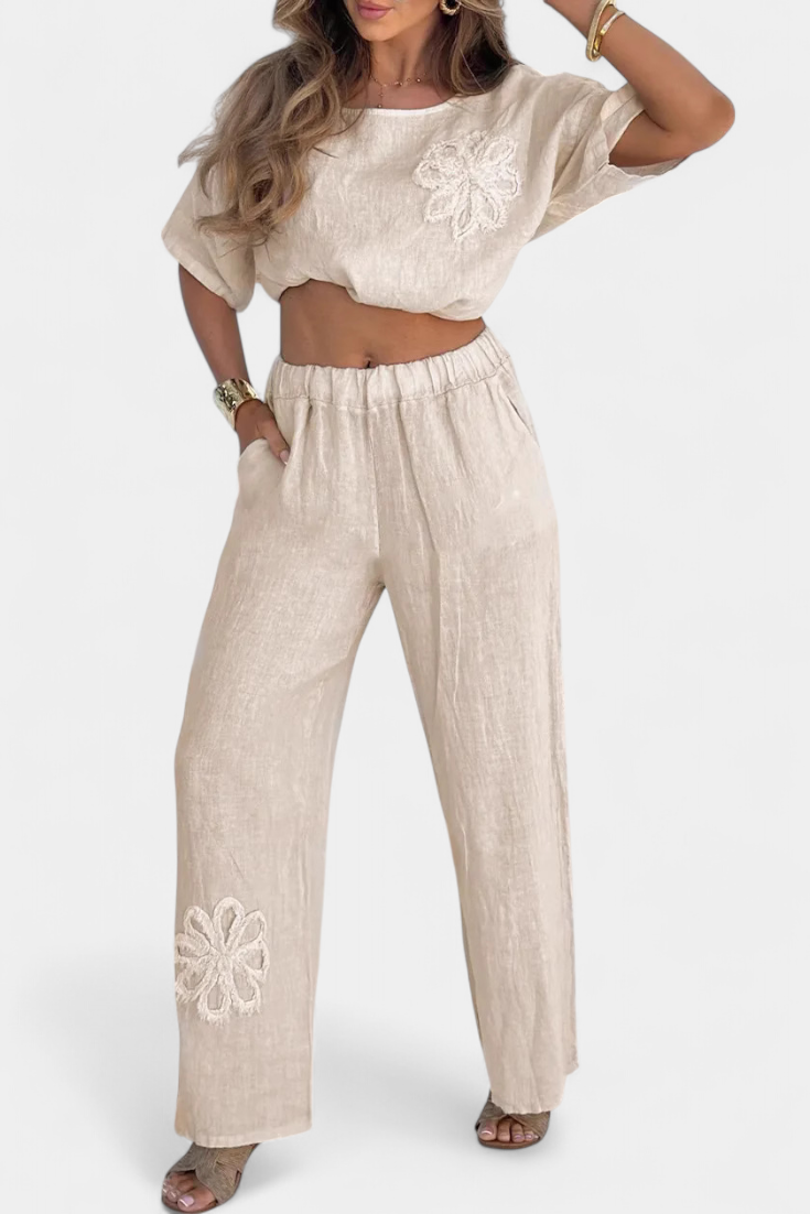 Isabel – Conjunto de Lino Bordado para un Estilo Bohemio y Cómodo