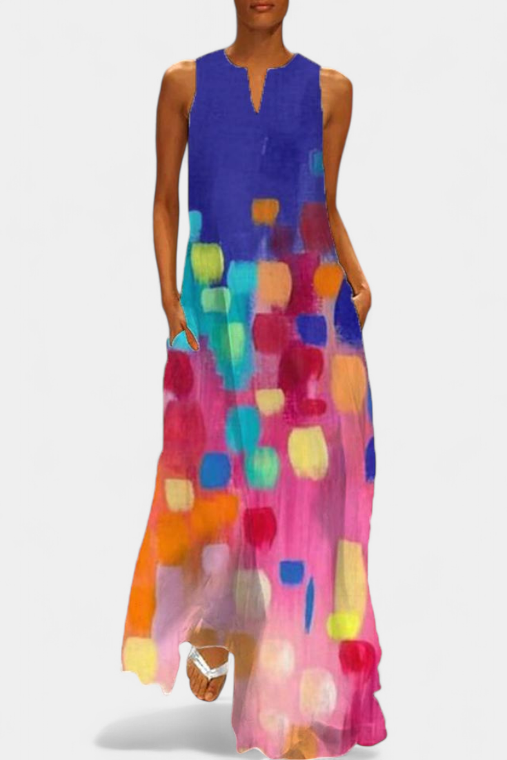 Elena – Vestido Colorido Sin Mangas Para Brillar Con Estilo
