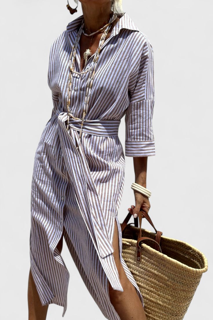 Lola – Vestido Camisero de Rayas con Estilo Fresco y Elegante