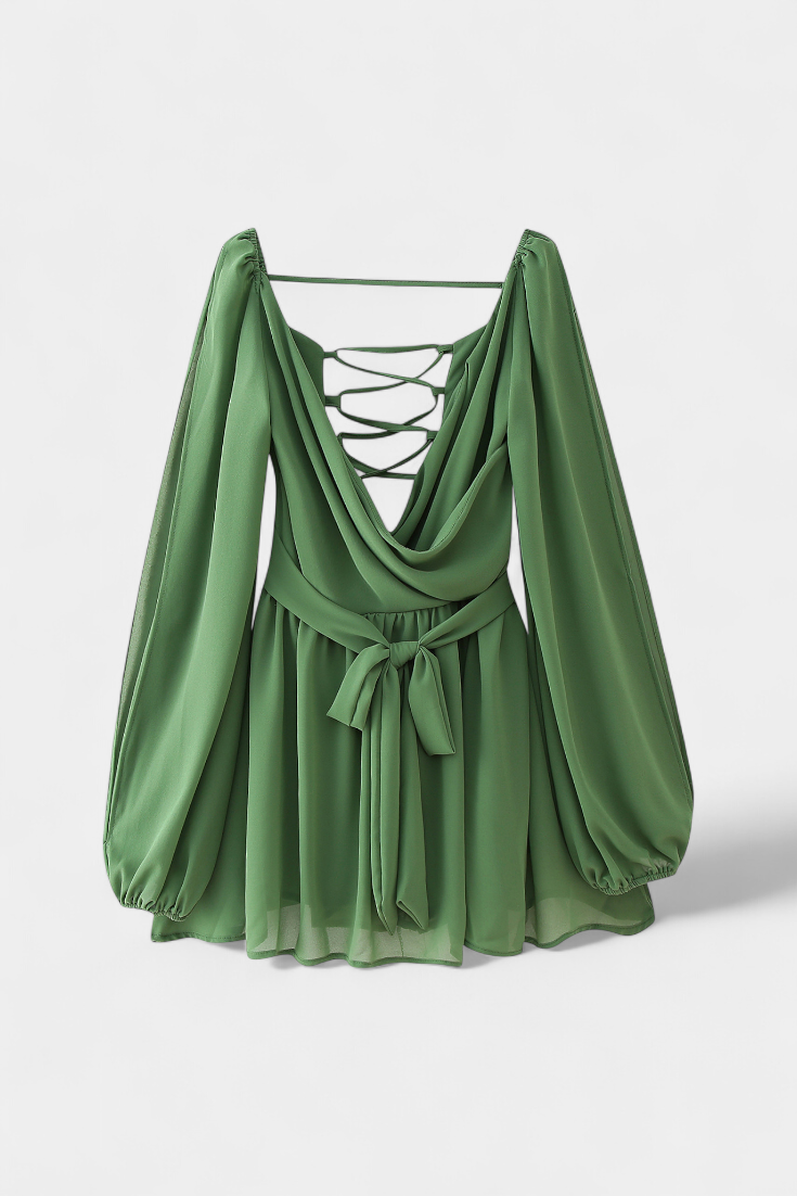 María – Vestido Mini Con Escote En V Y Mangas Ligeras Para Días Soleados