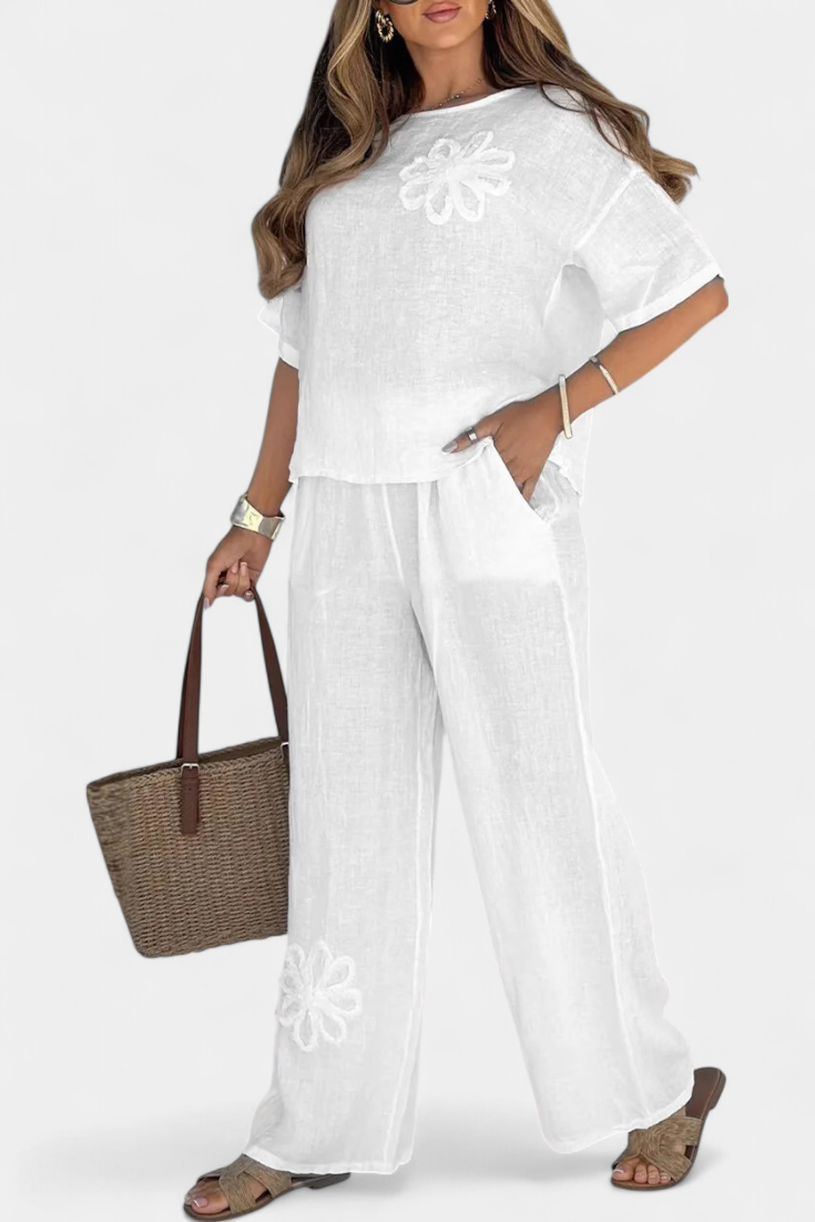 Isabel – Conjunto de Lino Bordado para un Estilo Bohemio y Cómodo