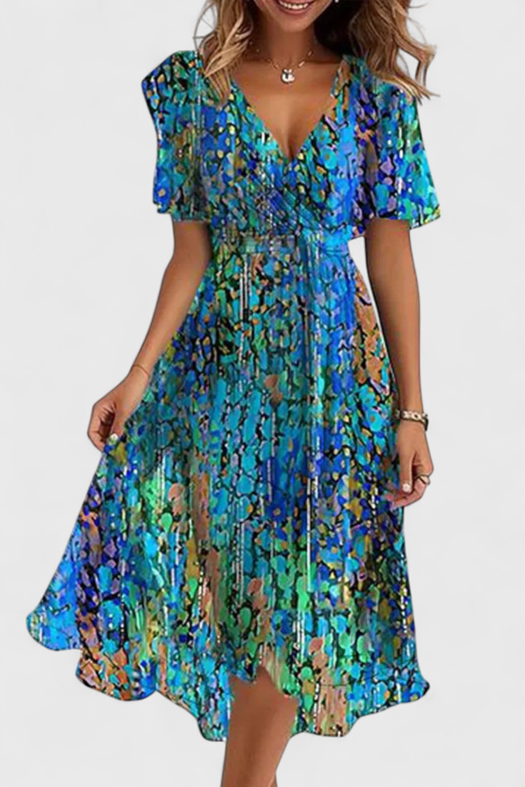 Carina – Vestido Midi con Escote en V para una Elegancia Sin Esfuerzo