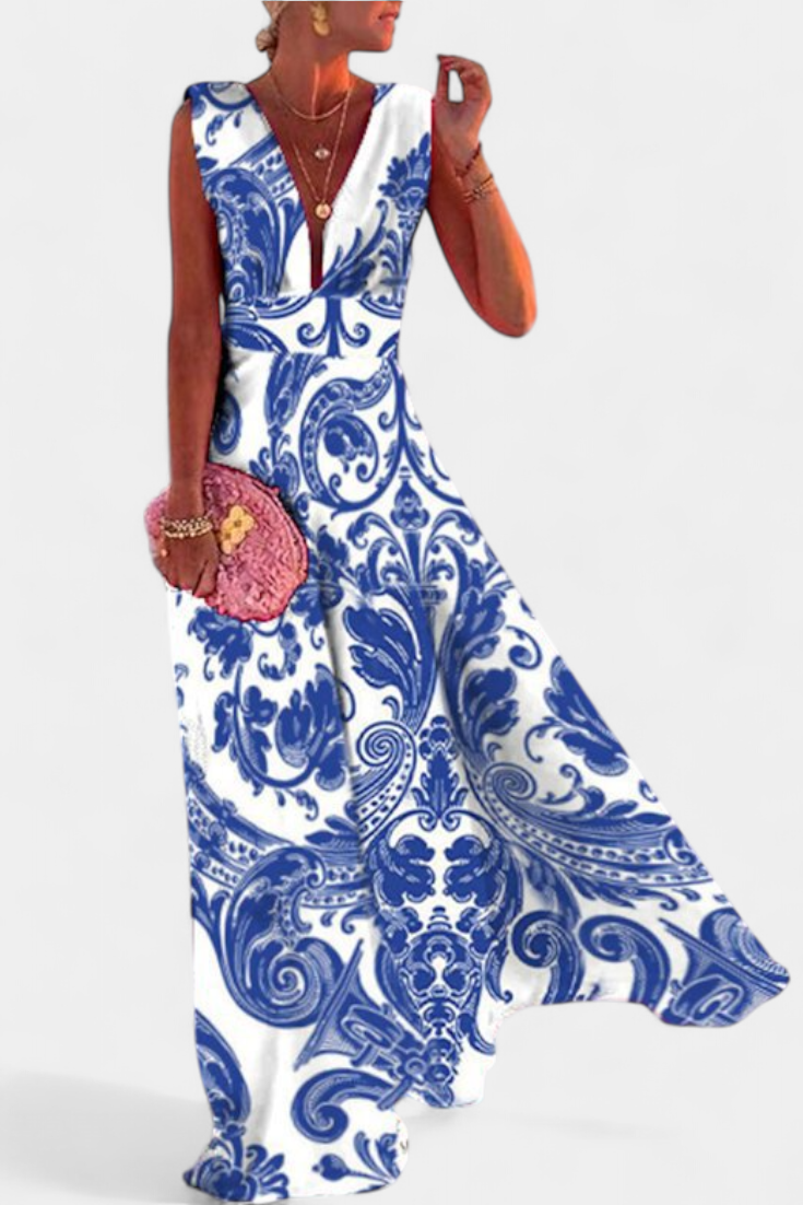Salma – Vestido A Línea con Estampado Minimalista y Estilo Sofisticado