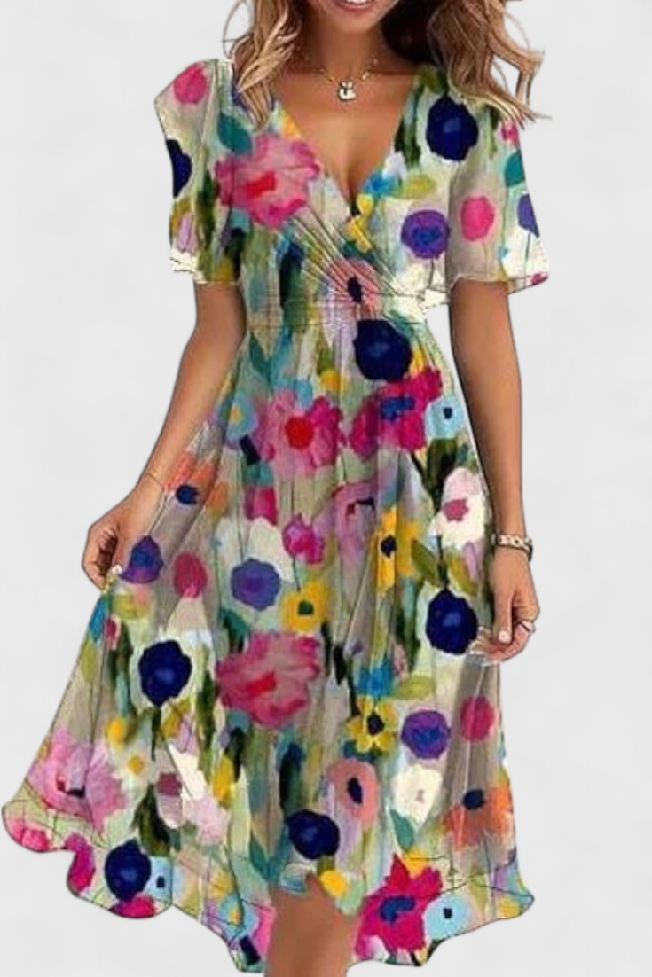 Carina – Vestido Midi con Escote en V para una Elegancia Sin Esfuerzo