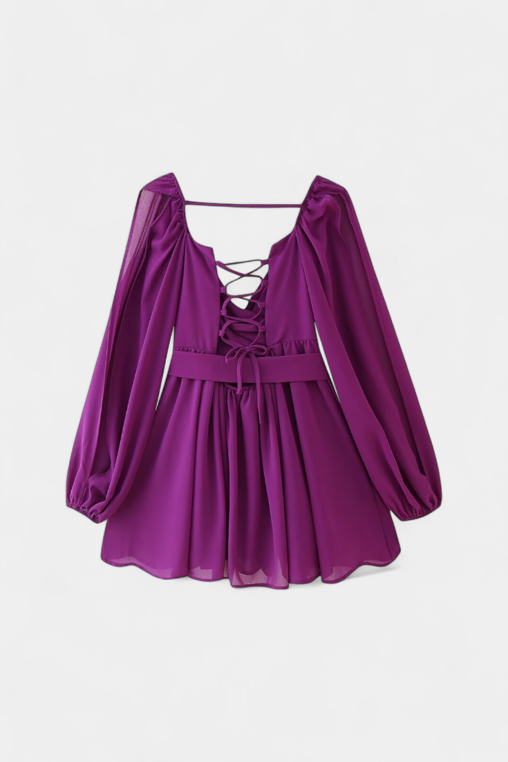 María – Vestido Mini Con Escote En V Y Mangas Ligeras Para Días Soleados