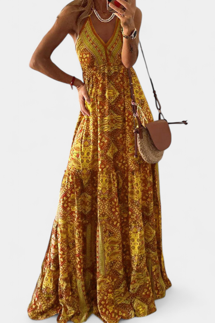 Elena – Vestido Vintage con Estampado Floral y Elegancia Atemporal