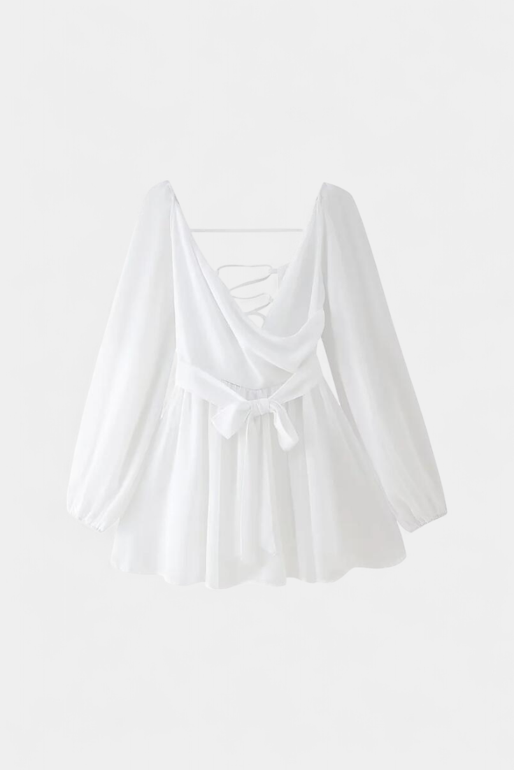 María – Vestido Mini Con Escote En V Y Mangas Ligeras Para Días Soleados